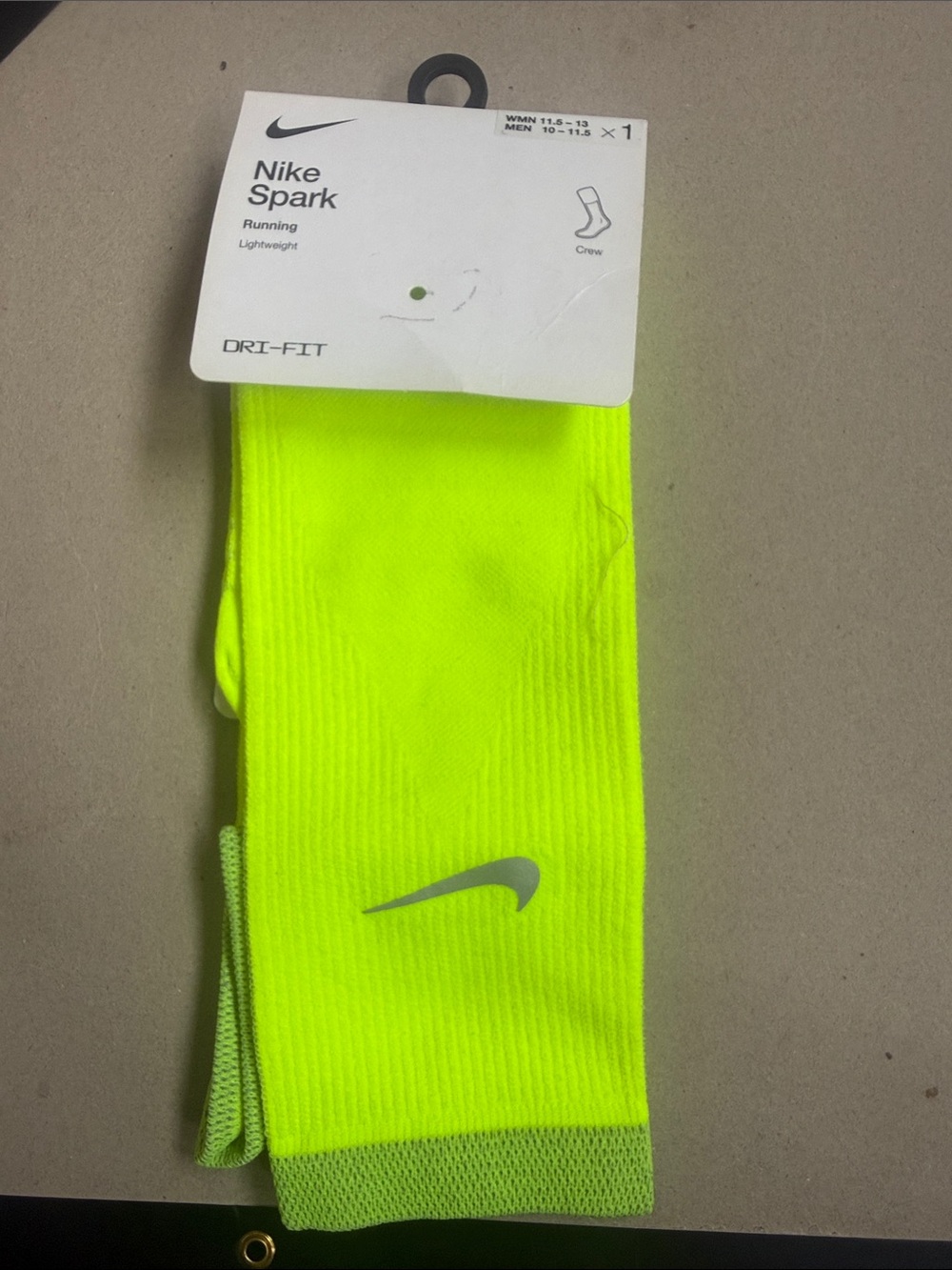 NEW Nike Spark Dri-FIT Crew Socks - Neon Green